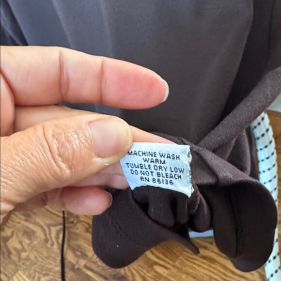 Bryn Walker Tunic Top Sz Large Brown Rayon Blend Long Sleeve Tapered Waist - Picture 6 of 10